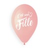 5 BALLONS BIO LATEX C'EST UNE FILLE ROSE 33CM