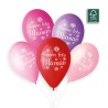 5 BALLONS BIO LATEX BONNE FETE MAMAN 33CM 