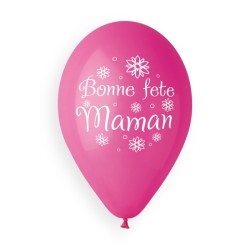 5 BALLONS BIO LATEX BONNE FETE MAMAN 33CM 