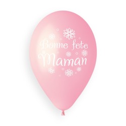 5 BALLONS BIO LATEX BONNE FETE MAMAN 33CM 