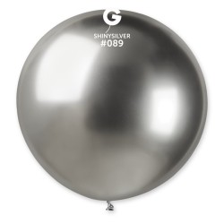 5 BALLONS BIO LATEX SHINY ARGENT 80CM 