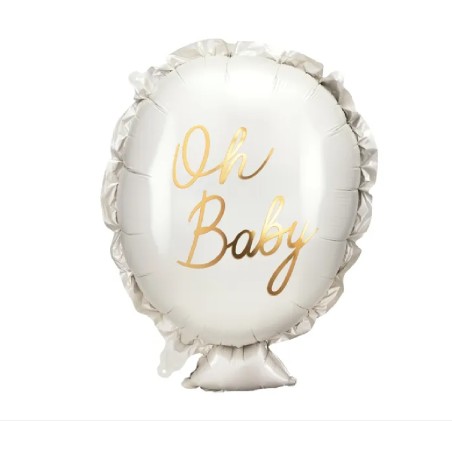 BALLON METALLIQUE BALLON BLANC ET OR OH BABY 37.5 X 53 CM