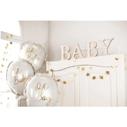 BALLON METALLIQUE BALLON BLANC ET OR OH BABY 37.5 X 53 CM