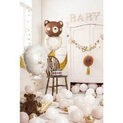 BALLON METALLIQUE BALLON BLANC ET OR OH BABY 37.5 X 53 CM