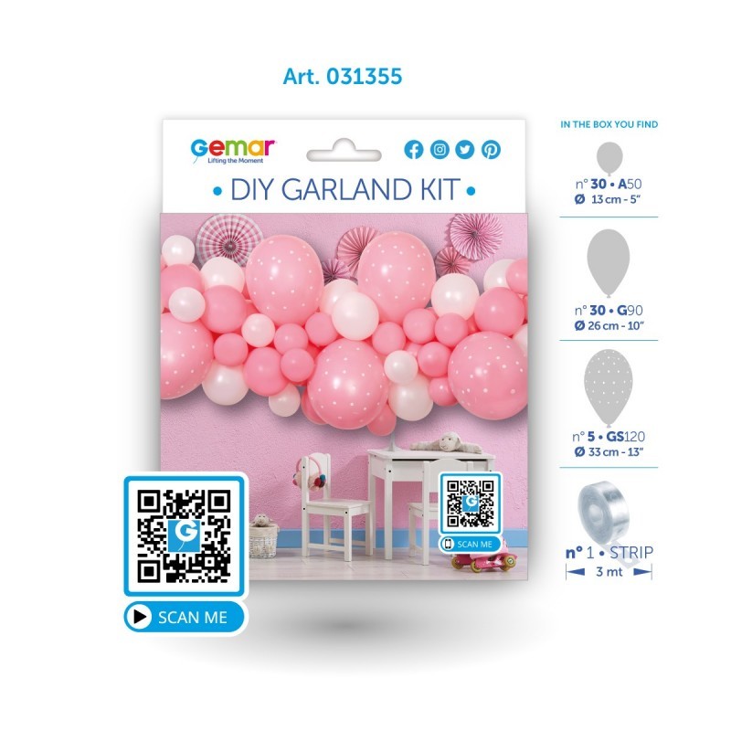 KIT GUIRLANDE DE BALLONS BABY ROSE 