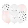 6 BALLONS IMPRIMES CHAT LATEX 11" 30 CM BLANC ET ROSE