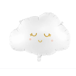 BALLON METALLIQUE NUAGE BLANC YEUX OR 51 X 35.5 CM