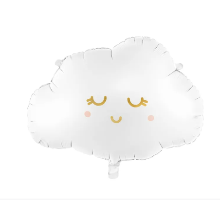 BALLON METALLIQUE NUAGE BLANC YEUX OR 51 X 35.5 CM