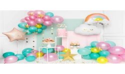 BALLON METALLIQUE NUAGE BLANC YEUX OR 51 X 35.5 CM