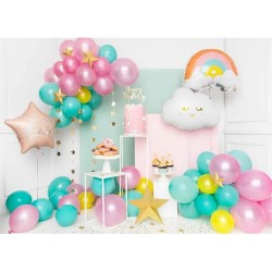 BALLON METALLIQUE NUAGE BLANC YEUX OR 51 X 35.5 CM