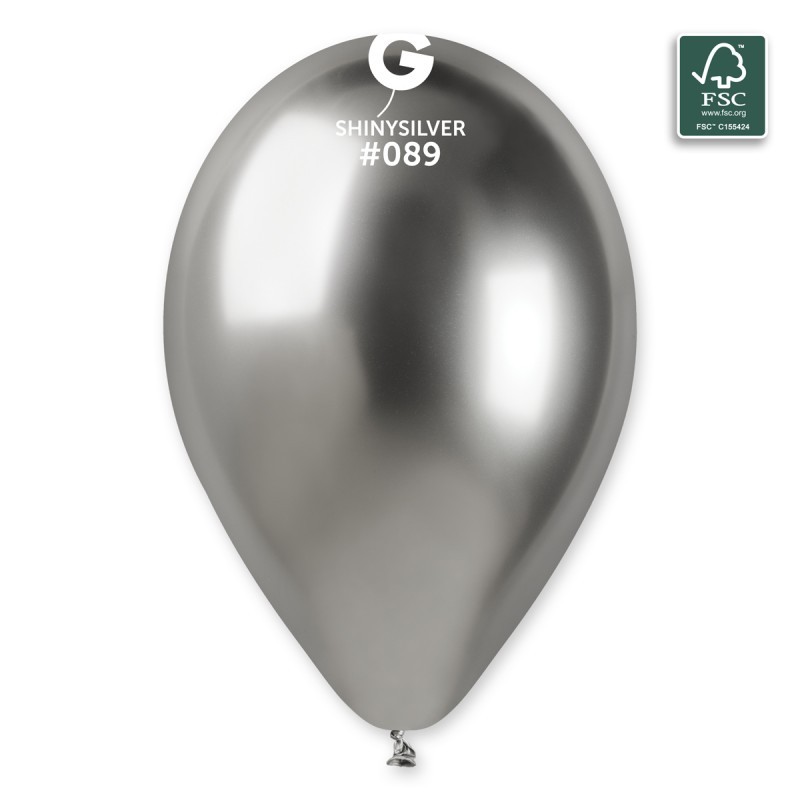 50 BALLONS SHINY ARGENT 33CM 