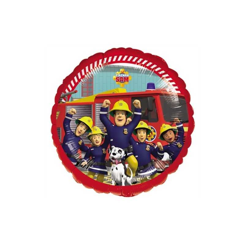 BALLON METALLIQUE ROND SAM LE POMPIER 43 CM