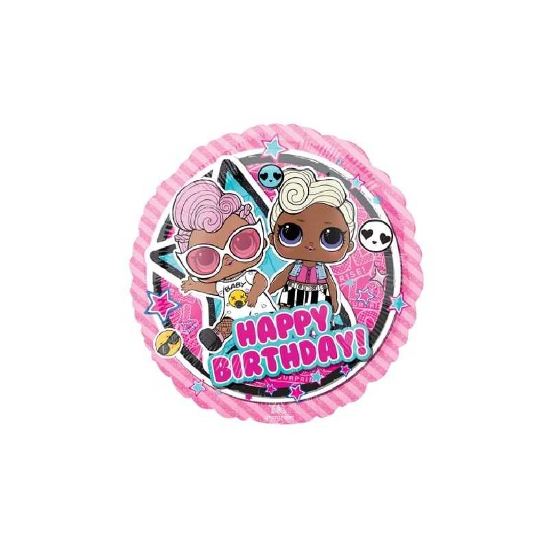 BALLON METALLIQUE ROND LOL SURPRISE HAPPY BIRTHDAY 43 CM