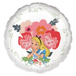 BALLON METALLIQUE ROND  ALICE AUX PAYS DES MERVEILLES 43 CM