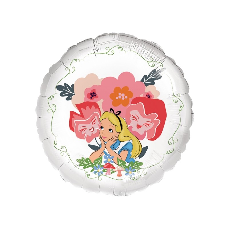 BALLON METALLIQUE ROND  ALICE AUX PAYS DES MERVEILLES 43 CM