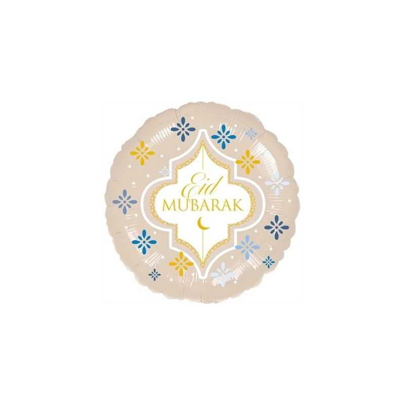 BALLON METALLIQUE ROND 43CM EID MUBARAK
