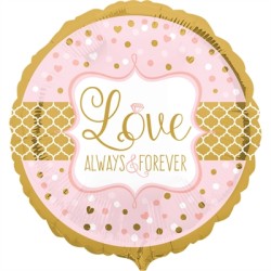 BALLON METALLIQUE ROND 71CM LOVE ALWAYS FOREVER OR 