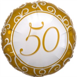 BALLON METALLIQUE 50 ANS OR 43CM