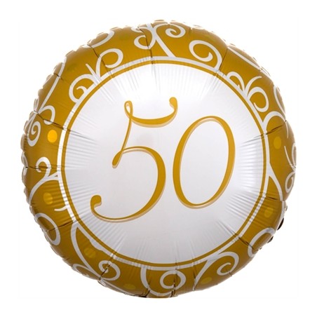 BALLON METALLIQUE 50 ANS OR 43CM