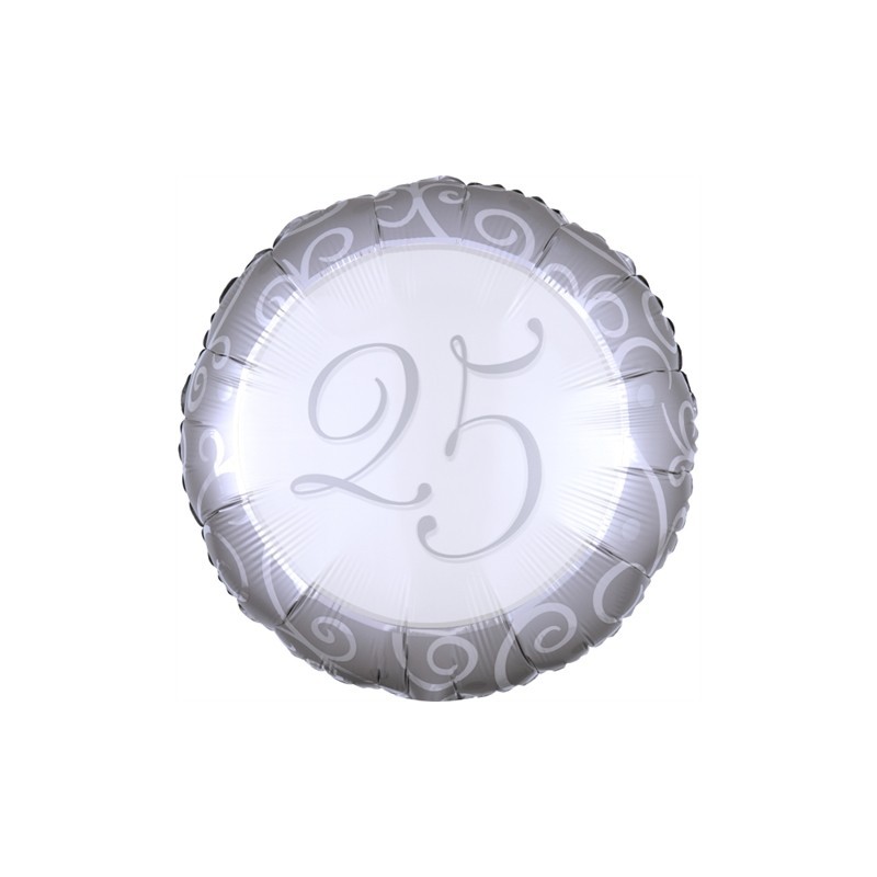 BALLON METALLIQUE ROND 43CM 25 ARGENT  BALLON METALLIQUE ROND 43CM 25 ARGENT