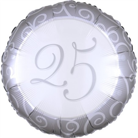 BALLON METALLIQUE ROND 43CM 25 ARGENT 