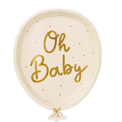 6 ASSIETTES OH  BABY FORME BALLON 17.50 X 22 CM