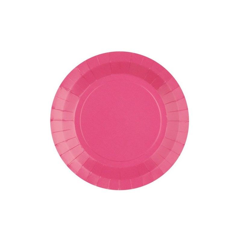 10 ASSIETTES RONDES BIODEGRADABLE FUSHIA 