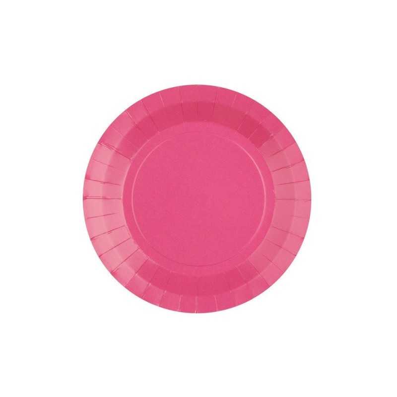 10 ASSIETTES RONDES BIODEGRADABLE FUSHIA 