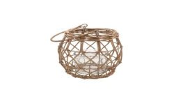 LATERNE ROTIN VERRE DIAMETRE 19CM X 23/35CM HAUTEUR 