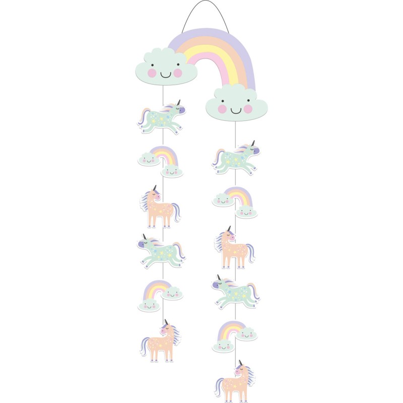 DECORATION A SUSPENDRE LICORNE ET ARC EN CIEL 30X85CM 