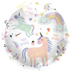 BALLON METALLIQUE LICORNE ET ARC EN CIEL 45CM 