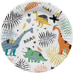 8 ASSIETTES DINO ROARS 23CM RONDES 