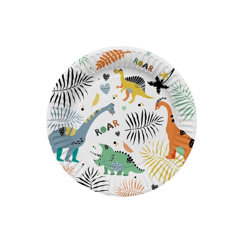 8 ASSIETTES DINO ROARS 23CM RONDES  8 ASSIETTES DINO ROARS 23CM RONDES