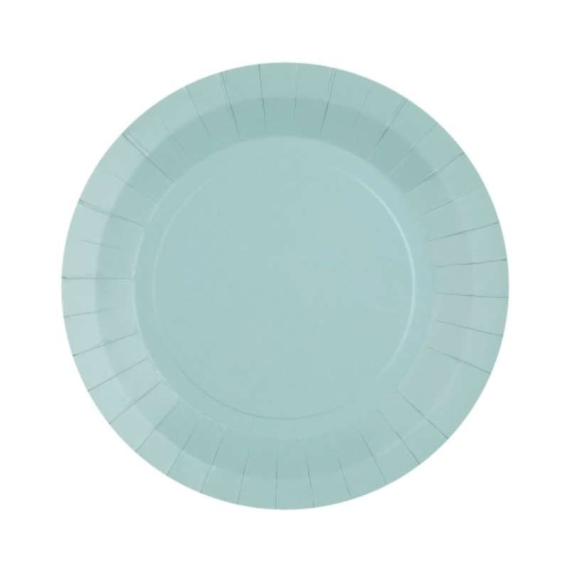 10 ASSIETTES CARTON RONDE BLEU CLAIRE 18 CM 