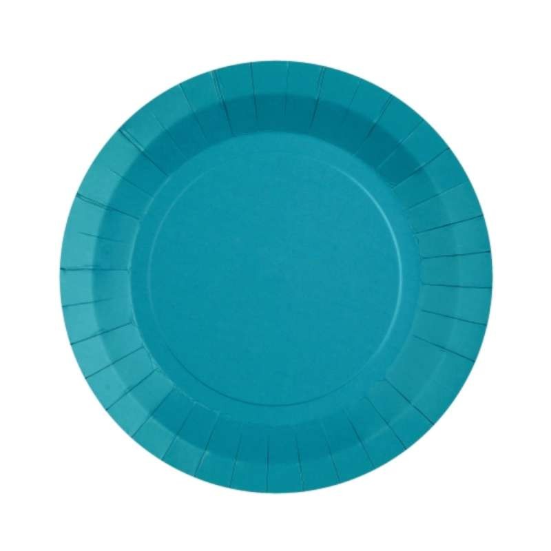 10 ASSIETTES CARTON RONDE BLEU TURQUOISE 18 CM 