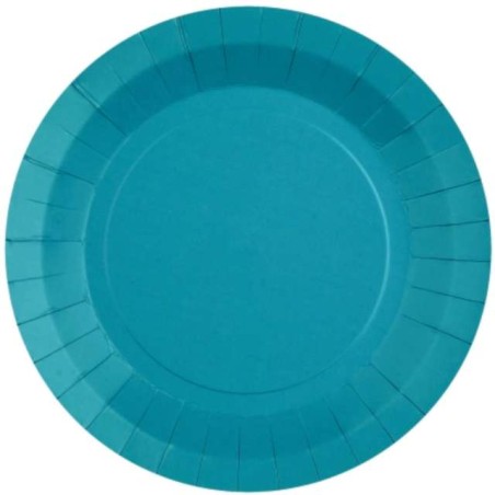 10 ASSIETTES CARTON RONDE BLEU TURQUOISE 18 CM 