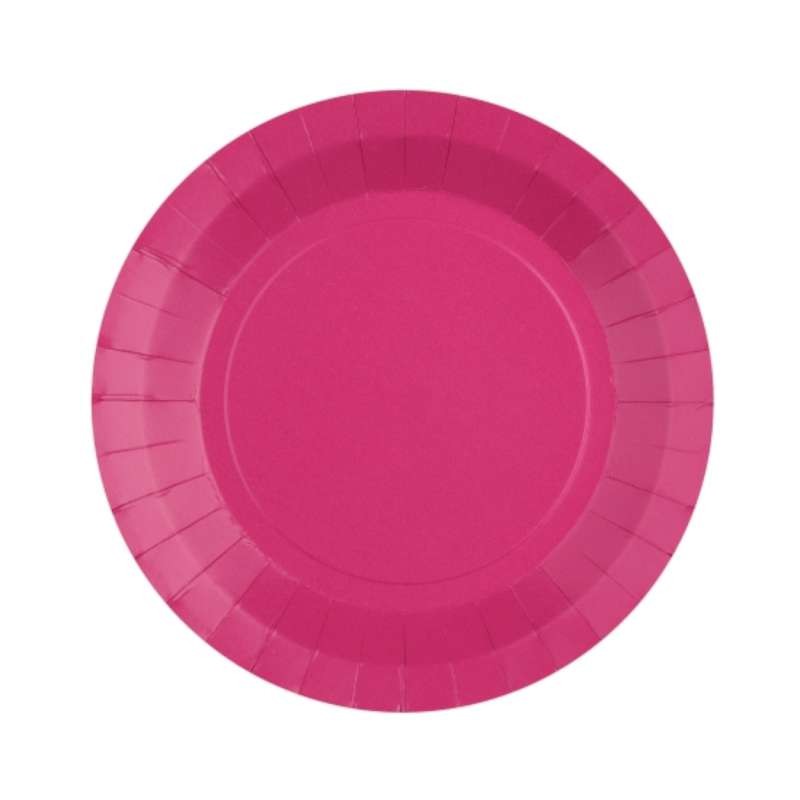 10 ASSIETTES CARTON RONDE FUSHIA   18 CM 