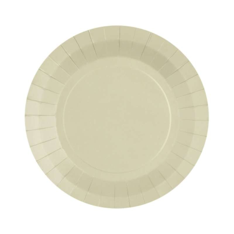 10 ASSIETTES CARTON RONDE CREME OU SABLE 18 CM 