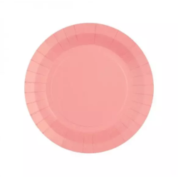 10 ASSIETTES CARTON RONDE ROSE CLAIRE 18 CM 