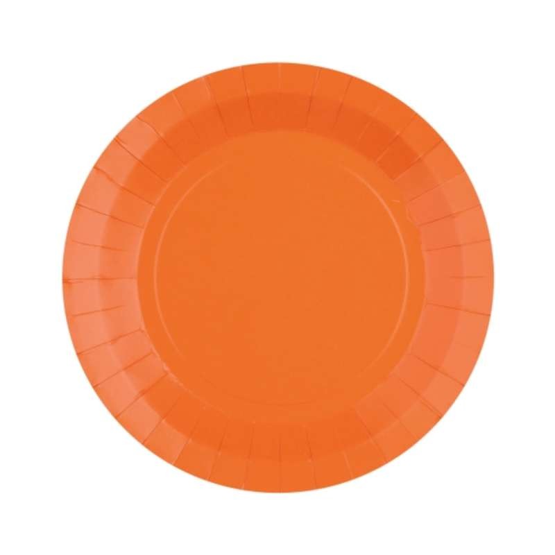 10 ASSIETTES CARTON RONDE ORANGE    18 CM 