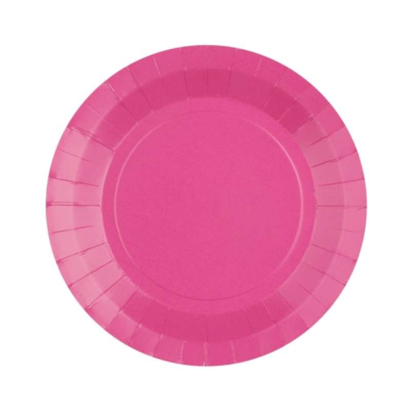 10 ASSIETTES CARTON RONDE ROSE   18 CM 