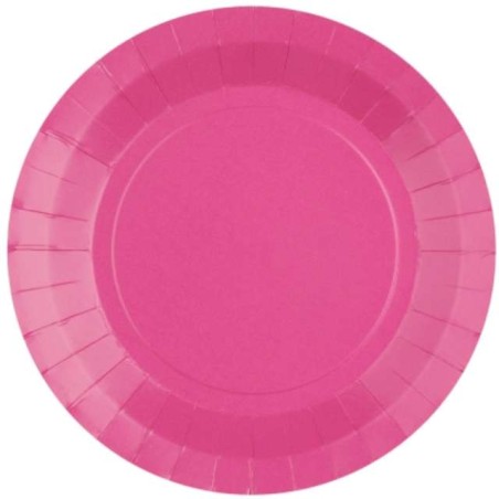 10 ASSIETTES CARTON RONDE ROSE   18 CM 