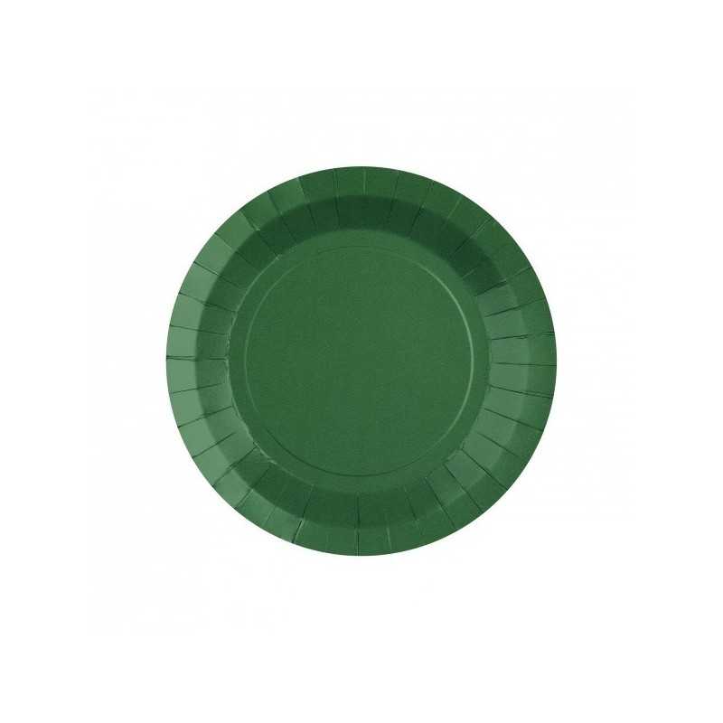 10 ASSIETTES CARTON RONDE VERT SAPIN 18 CM 