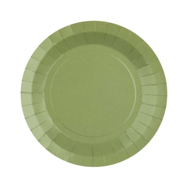 10 ASSIETTES CARTON RONDE OLIVE  18 CM 