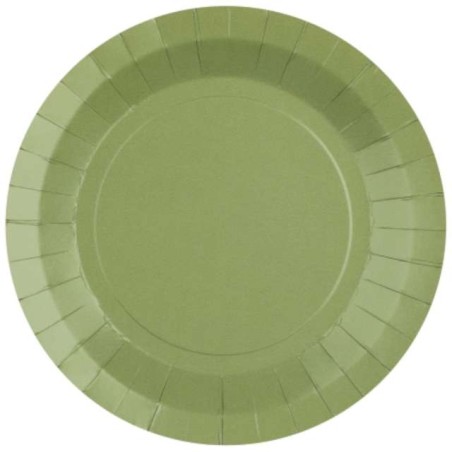 10 ASSIETTES CARTON RONDE OLIVE  18 CM 