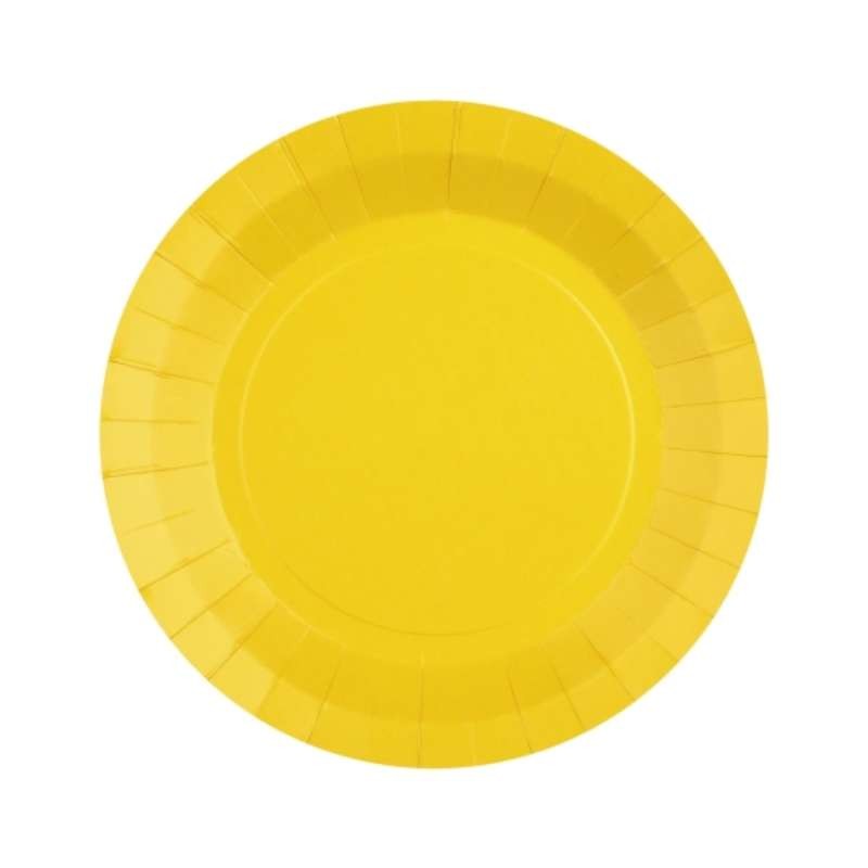 10 ASSIETTES CARTON RONDE JAUNE  18 CM 