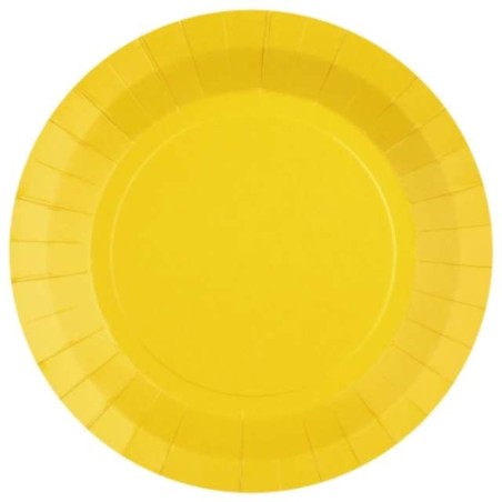 10 ASSIETTES CARTON RONDE JAUNE  18 CM 