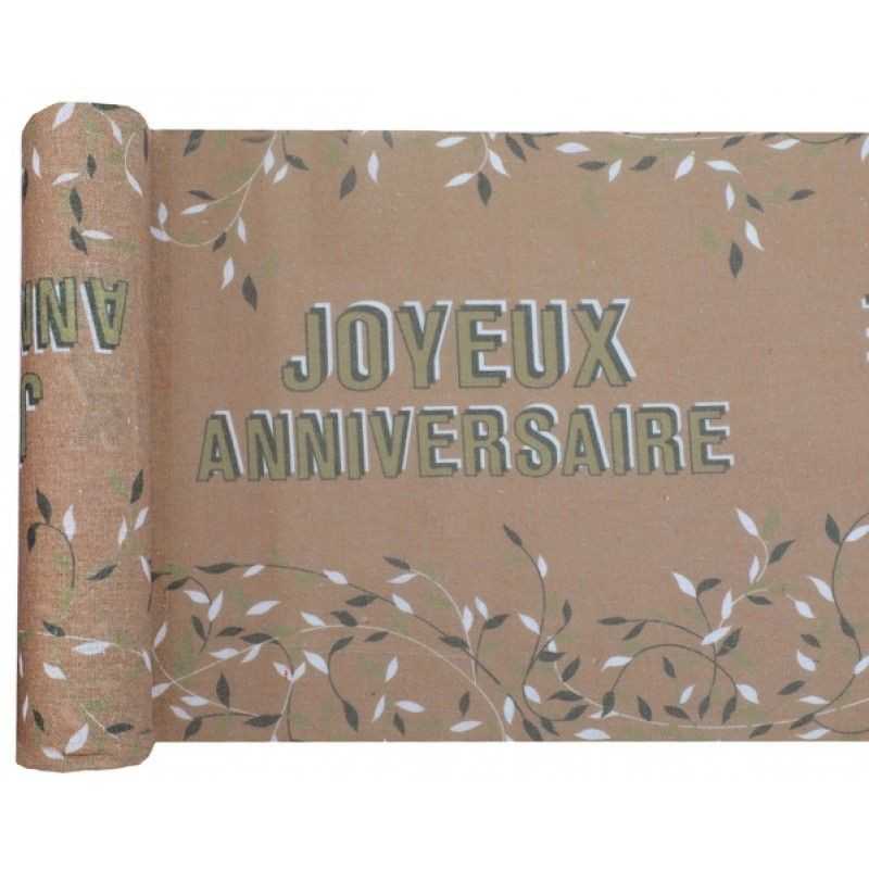 CHEMIN DE TABLE JOYEUX ANNIVERSAIRE VEGETAL 28 CM X 3 M 