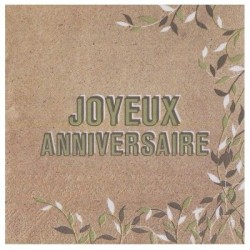 20 SERVIETTES JOYEUX ANNIVERSAIRE VEGETAL 33 X 33  CM 