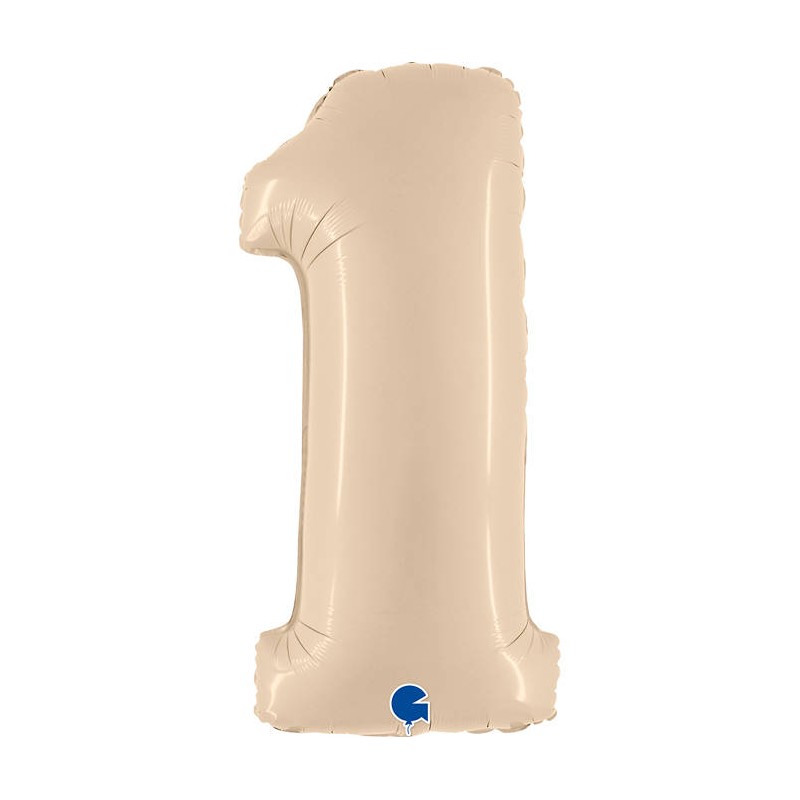 BALLON METALLIQUE CHIFFRE 1 CREME SATIN 102 CM 